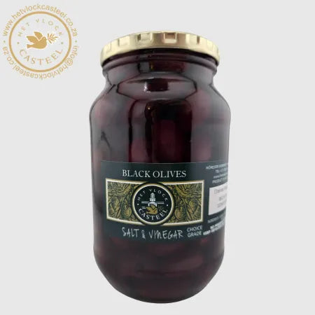 Black Olives: Salt & Vinegar 650g (1 Litre)