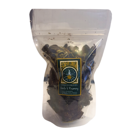 Dried Olives Garlic and Rosemary Snack Pack 100g